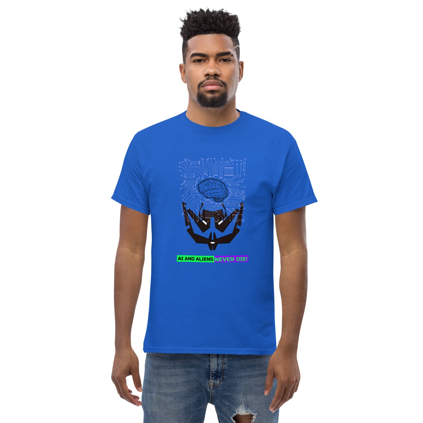 AI and Aliens Never Die T-shirt